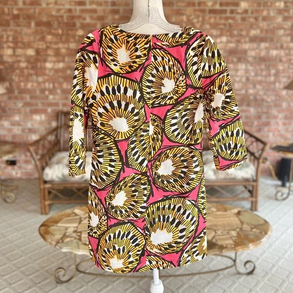 J. Crew Ratti Electric Kiwi Dress Yellow Pink Shift Mini 0 - Picture 11 of 17
